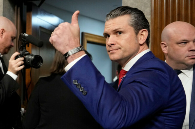 pete-hegseth-president-elect-donald-trumps-choice-to-be-defense-secretary-gives-a-thumbs-up-at-the-completion-of-his-confirmation-hearing-before-the-senate-armed-services-committee-at-the-capitol