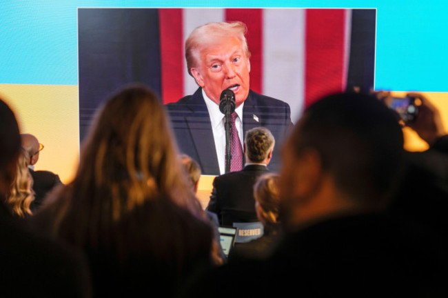 people-watch-the-inauguration-of-donald-trump-on-screens-at-the-ukraine-house-alongside-the-world-economic-forum-in-davos-switzerland-monday-jan-20-2025-ap-photomarkus-schreiber