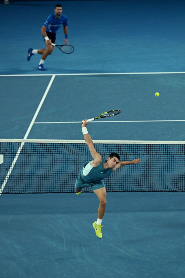 melbourne-australia-22nd-jan-2025-carlos-alcaraz-of-spain-during-his-14-final-match-against-novak-djokovic-of-serbia-during-the-2025-australian-open-at-melbourne-park-in-melbourne-tuesday-janua