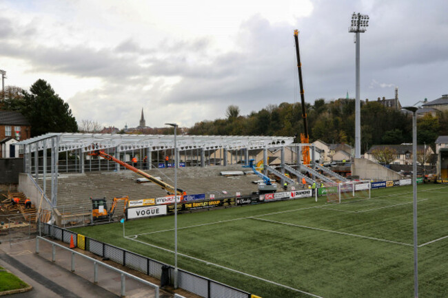 a-view-of-the-ongoing-construction-of-the-north-stand-at-the-ryan-mcbride-brandywell-stadium