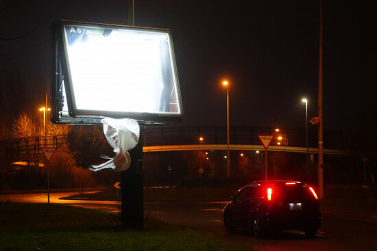 a-car-parses-an-advertising-display-damaged-during-storm-eowyn-in-finglas-dublin-residents-across-ireland-have-been-urged-to-stay-at-home-as-the-entire-island-braces-for-the-arrival-of-storm-eowyn