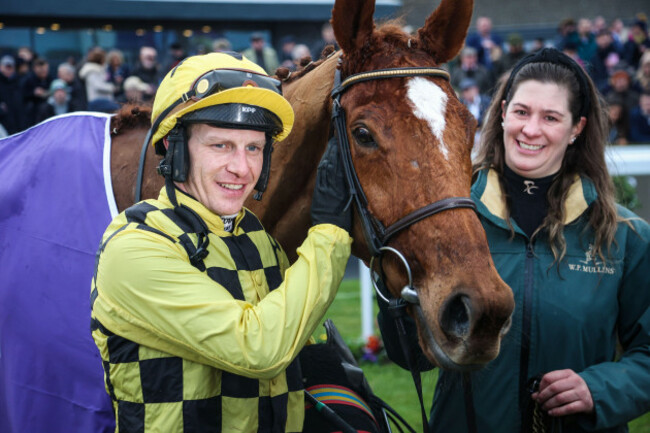 state-man-ridden-by-jockey-paul-townend-left-following-a-winning-ride-in-the-irish-champion-hurdle-with-the-winning-connections-during-day-two-of-the-dublin-racing-festival-2025-at-leopardstown-race