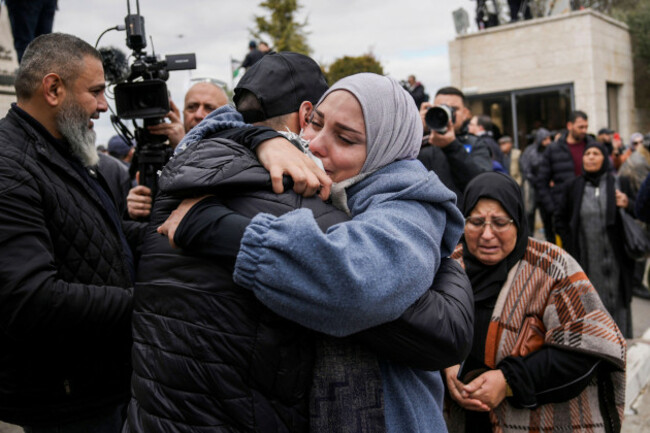 palestinian-prisoners-are-greeted-after-being-released-from-israeli-prison-following-a-ceasefire-agreement-between-israel-and-hamas-in-the-west-bank-city-of-ramallah-saturday-feb-8-2025-ap-photo