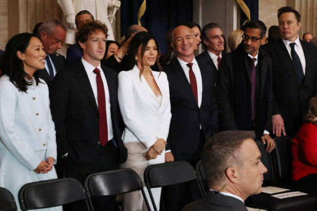 washington-united-states-of-america-20th-jan-2025-washington-dc-january-20-l-r-priscilla-chan-meta-founder-mark-zuckerberg-lauren-sanchez-amazon-founder-jeff-bezos-google-ceo-sundar-pich