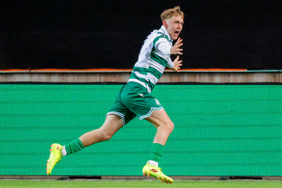 shamrock-rovers-michael-noonan-celebrates-after-scoring-the-opening-goal-during-the-europa-conference-league-football-match-between-molde-and-shamrock-rovers-at-aker-stadium-in-molde-norway-thursd