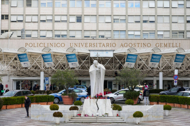 a-statue-of-pope-john-paul-ii-is-seen-in-front-of-the-agostino-gemelli-polyclinic-in-rome-monday-feb-17-2025-where-pope-francis-has-been-hospitalized-to-undergo-some-necessary-diagnostic-tests-a