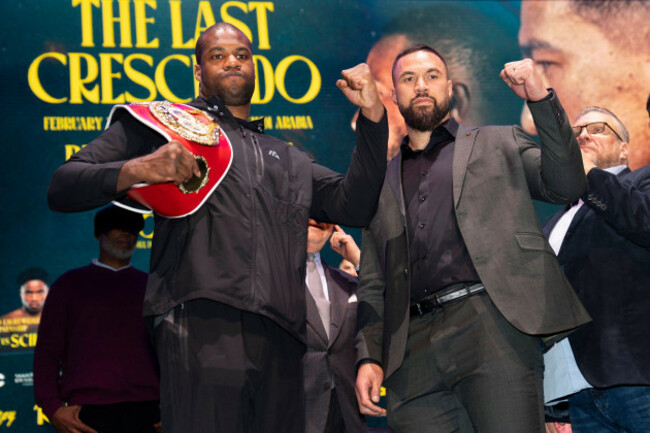 daniel-dubois-left-and-joseph-parker-during-a-press-conference-at-outernet-london-picture-date-monday-january-13-2025