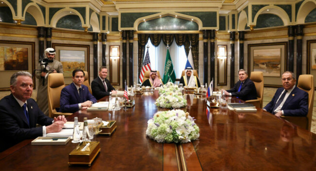 u-s-secretary-of-state-marco-rubio-second-left-meets-with-saudi-foreign-minister-prince-faisal-bin-farhan-al-saud-saudi-national-security-advisor-mosaad-bin-mohammad-al-aiban-u-s-national-securi