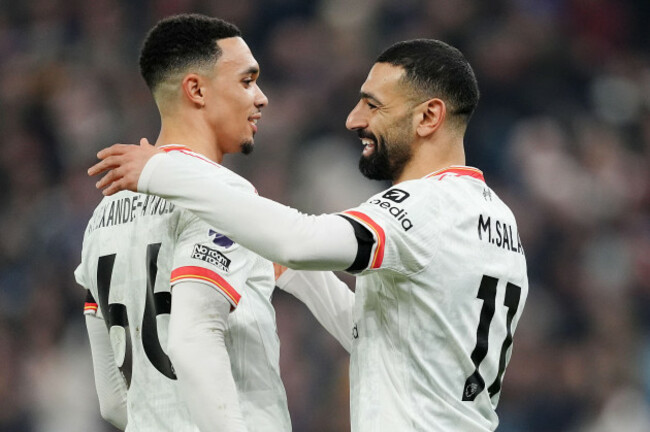 liverpools-mohamed-salah-right-celebrates-scoring-their-sides-first-goal-of-the-game-with-trent-alexander-arnold-during-the-premier-league-match-at-villa-park-birmingham-picture-date-wednesday