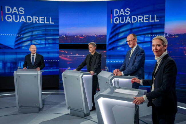 from-left-olaf-scholz-of-the-german-social-democratic-party-robert-habeck-of-the-green-party-friedrich-merz-of-the-german-christian-democratic-union-and-alice-weidel-of-the-alternative-for-germany