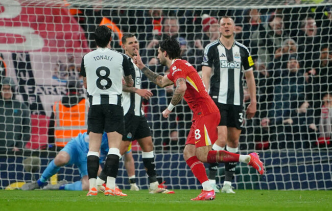 liverpools-dominik-szoboszlai-celebrates-scoring-their-sides-first-goal-of-the-game-during-the-premier-league-match-at-anfield-liverpool-picture-date-wednesday-february-26-2025