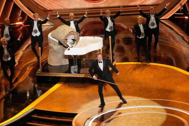 host-conan-obrien-performs-during-the-oscars-on-sunday-march-2-2025-at-the-dolby-theatre-in-los-angeles-ap-photochris-pizzello