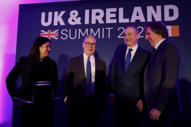 left-to-right-culture-secretary-lisa-nandy-prime-minister-sir-keir-starmer-taoiseach-micheal-martin-and-liverpool-city-region-mayor-steve-rotheram-during-a-reception-at-the-museum-of-liverpool-ah