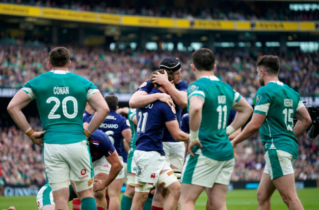 frances-oscar-jegou-celebrates-scoring-their-sides-fourth-try-of-the-game-during-the-guinness-mens-six-nations-match-the-aviva-stadium-dublin-picture-date-saturday-march-8-2025