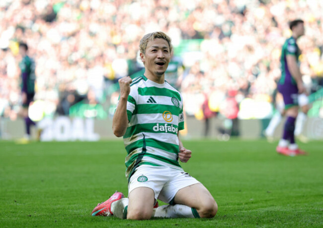 celtics-daizen-maeda-celebrates-scoring-their-sides-first-goal-of-the-game-during-the-scottish-gas-mens-scottish-cup-quarter-final-match-at-celtic-park-glasgow-picture-date-sunday-march-9-2025