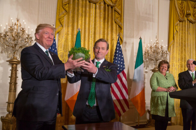 irish-taoiseach-enda-kenny-presents-president-donald-trump-with-a-gift-of-shamrocks-in-a-crystal-bowl-thursday-march-16-2017-at-the-st-patricks-day-shamrock-ceremony-in-the-east-room-of-the-whit