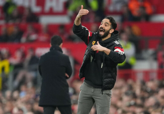 manchester-united-manager-ruben-amorim-right-and-arsenal-manager-mikel-arteta-during-the-premier-league-match-at-old-trafford-manchester-picture-date-sunday-march-9-2025