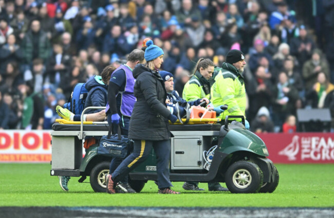 edinburgh-uk-9th-feb-2025-darcy-graham-of-scotland-was-stretchered-off-during-the-six-nations-championship-match-at-murrayfield-stadium-edinburgh-picture-credit-should-read-neil-hannasportimag