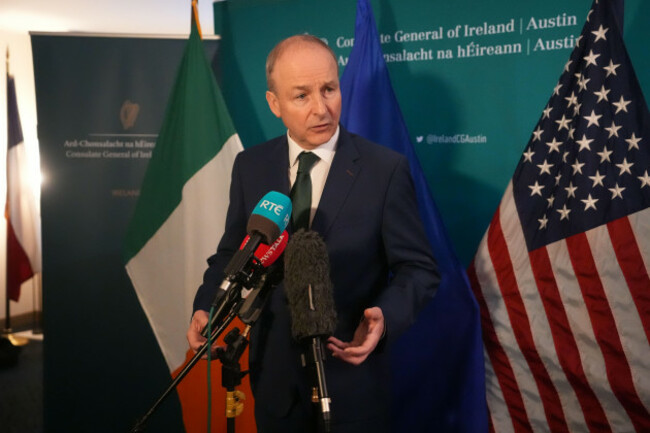 taoiseach-micheal-martin-speaking-to-the-media-at-jw-marriott-hotel-in-austin-texas-as-part-of-his-week-long-visit-to-the-us-picture-date-monday-march-10-2025