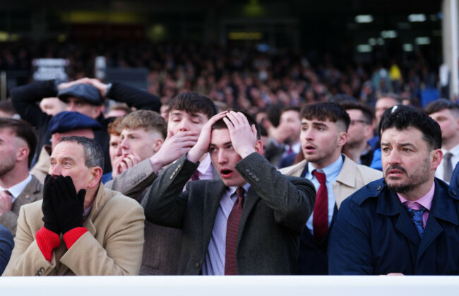 racegoers-react-after-constitution-hill-falls-in-the-unibet-champion-hurdle-challenge-trophy-on-day-one-of-the-2025-cheltenham-festival-at-cheltenham-racecourse-picture-date-tuesday-march-11-2025
