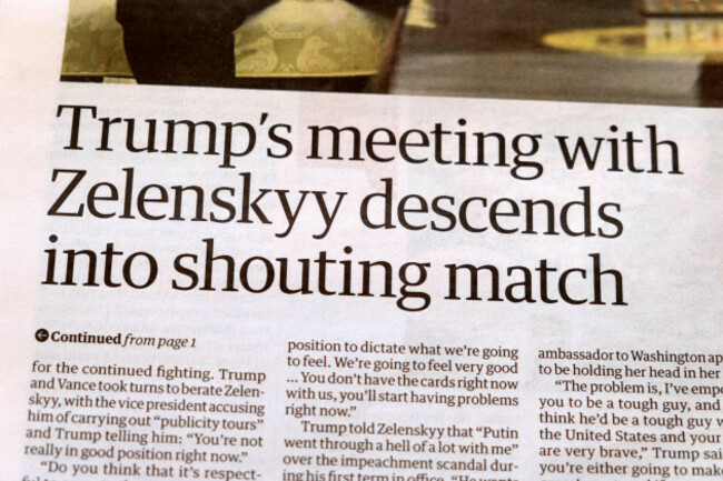 donald-trump-s-meeting-with-volodymyr-zelenskyy-descends-into-shouting-match-guardian-newspaper-headline-ukraine-war-talks-washington-dc-2025-uk