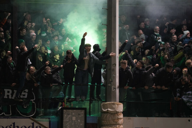 shamrock-rovers-fans-celebrate-graham-burke-scoring-their-second-goal