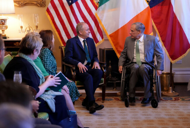taoiseach-micheal-martin-second-right-in-a-meeting-with-governor-of-texas-greg-abbott-at-his-official-residence-in-austin-texas-as-part-of-his-week-long-visit-to-the-us-picture-date-monday-march