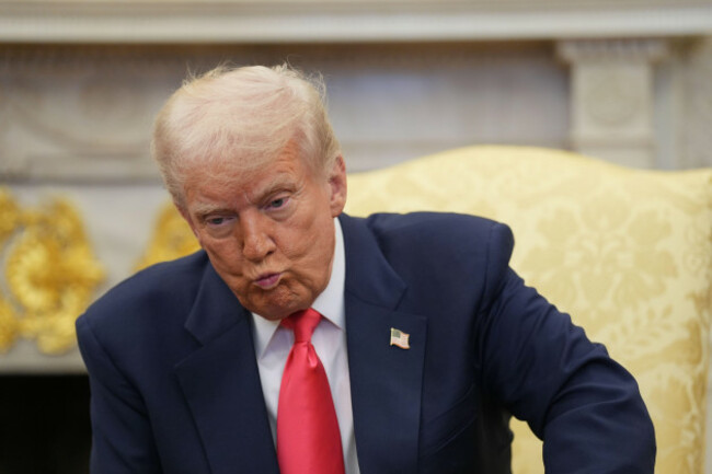 us-president-donald-trump-during-a-bilateral-meeting-with-taoiseach-micheal-martin-ahead-of-the-white-house-st-patricks-day-reception-in-washington-dc-as-part-of-his-week-long-visit-to-the-us-pictu