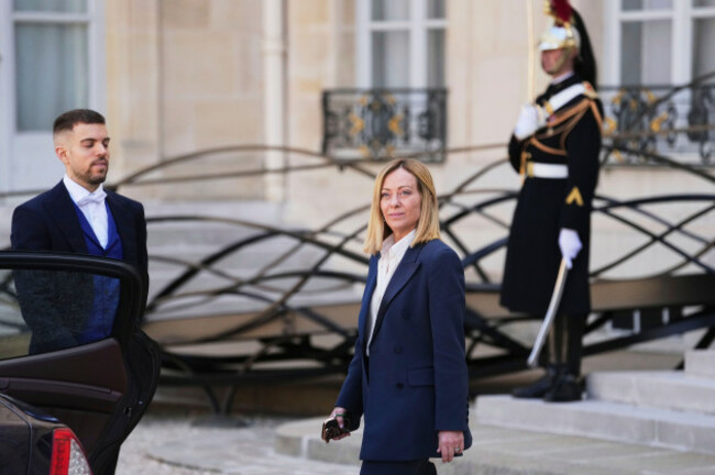 italys-prime-minister-giorgia-meloni-departs-after-a-summit-on-ukraine-at-the-elysee-palace-in-paris-thursday-march-27-2025-ap-photothibault-camus