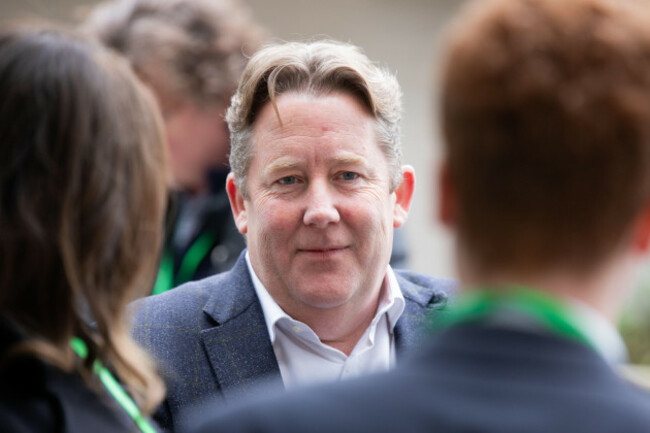 dublin-ireland-19th-jan-2025-fianna-fails-darragh-obrien-at-the-partys-special-ard-fheis-at-the-radisson-hotel-where-tanaiste-and-party-leader-micheal-martin-is-presenting-the-draft-programme