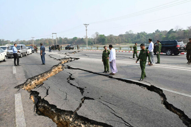 in-this-image-provided-by-the-myanmar-military-true-news-information-team-myanmars-military-leader-senior-gen-min-aung-hlaing-center-inspects-damaged-road-caused-by-an-earthquake-friday-march-28