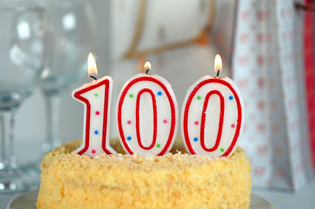 celebration-cake-with-burning-candle-number-100