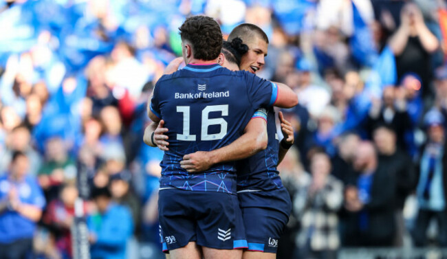 james-lowe-celebrates-with-sam-prendergast-and-gus-mccarthy