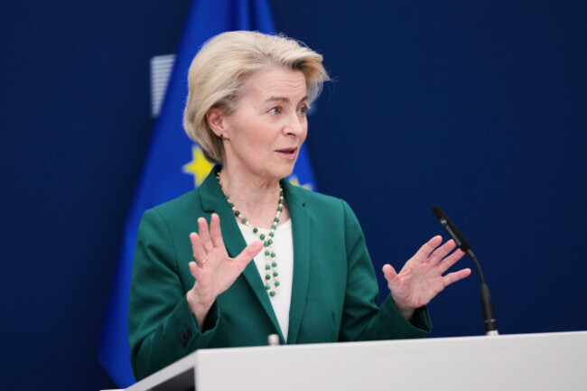 european-commission-president-ursula-von-der-leyen-addresses-journalists-during-a-media-conference-at-eu-headquarters-in-brussels-monday-april-7-2025-ap-photovirginia-mayo