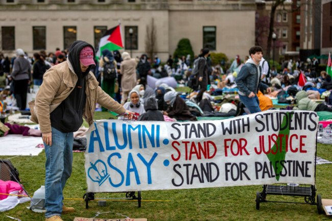 new-york-united-states-19th-apr-2024-students-and-pro-palestinian-activists-gather-inside-the-campus-of-columbia-university-for-a-third-day-to-protest-the-universitys-stance-on-israel-on-april-19