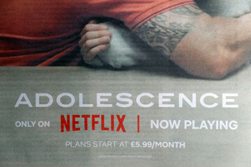 adolescence-netflix-movie-british-child-crime-drama-cinema-newspaper-advert-ad-2025-london-england-uk-great-britain