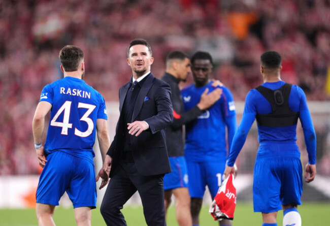 rangers-interim-manager-barry-ferguson-reacts-following-the-uefa-europa-league-quarter-final-second-leg-match-at-the-estadio-de-san-mames-in-bilbao-spain-picture-date-thursday-april-17-2025