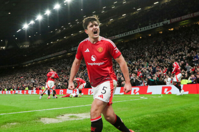 manchester-uk-17th-apr-2025-manchester-united-defender-harry-maguire-5-scores-a-goal-5-4-and-celebrates-during-the-manchester-united-fc-v-olympique-lyonnais-uefa-europa-league-quarter-final-2nd