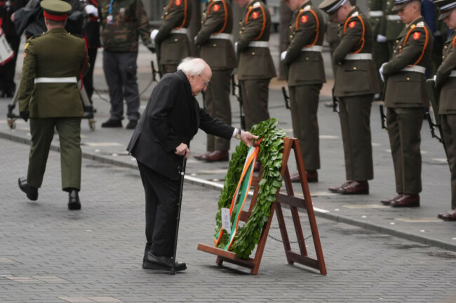 irish-president-michael-d-higgins-places-a-wreath-during-a-ceremony-to-mark-the-anniversary-of-the-1916-easter-rising-at-the-gpo-on-oconnell-street-dublin-picture-date-sunday-april-20-2025