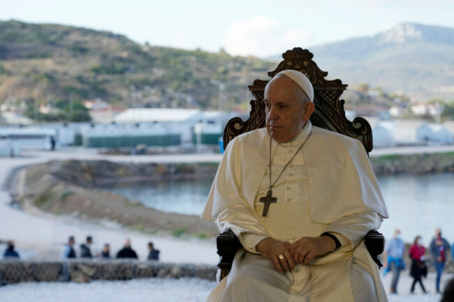 pope-francis-attends-a-ceremony-at-the-karatepe-refugee-camp-on-the-northeastern-aegean-island-of-lesbos-greece-sunday-dec-5-2021-pope-francis-is-returning-to-lesbos-the-greek-island-that-was