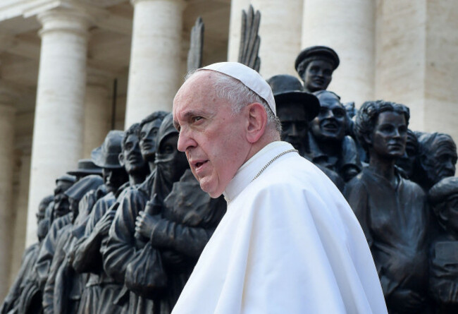 pope-francis-unveils-a-sculpture-commemorating-migrants-and-refugees-entitled-angels-unawares-by-canadian-artist-timothy-schmaltz-in-st-peteraaas-square-vatican-on-september-29-2019-angels-u