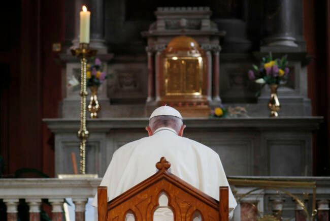 pope-francis-prays-inside-st-marys-pro-cathedral-during-his-visit-to-dublin-ireland-saturday-aug-25-2018-stefano-rellandinipool-photo-via-ap