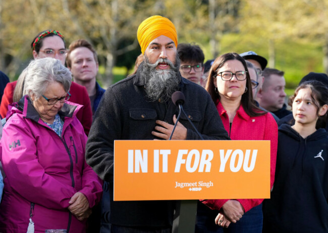 nanaimo-canada-21st-apr-2025-ndp-leader-jagmeet-singh-makes-an-announcement-during-the-federal-election-campaign-in-nanaimo-b-c-on-monday-april-21-2025-credit-the-canadian-pressalamy-live