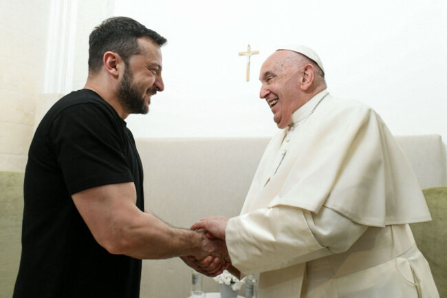 june-14-2024-savelletri-di-fasano-italy-pope-francis-87-shakes-hands-with-big-smile-as-he-meets-with-ukraines-president-volodymyr-zelensky-46-at-the-g7-summit-at-the-borgo-egnazia-resort-in