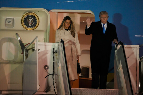 corrects-date-president-donald-trump-and-first-lady-melania-trump-arrive-on-air-force-one-at-romes-leonardo-da-vinci-international-airport-in-fiumicino-friday-april-25-2025-to-attend-the-funera