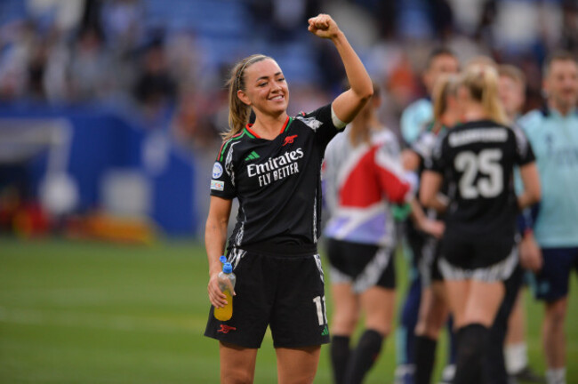 lyon-france-27-april-2025-katie-mccabe-of-arsenal-during-the-uefa-womens-champions-league-semi-finals-2nd-leg-football-match-between-olympique-lyonnais-and-arsenal-fc-on-27-april-2025-at-groupam