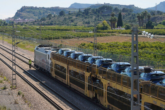 a-freight-train-loaded-with-cars-is-stopped-on-the-track-during-a-nationwide-power-outage-near-sagunto-eastern-spain-monday-april-28-2025-ap-photoalberto-saiz