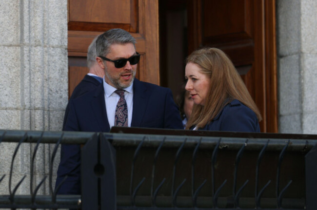adam-smyth-director-for-bbc-northern-ireland-and-reporter-jennifer-oleary-outside-the-high-court-in-dublin-where-former-sinn-fein-president-gerry-adams-is-bringing-a-legal-action-against-the-bbc-ov
