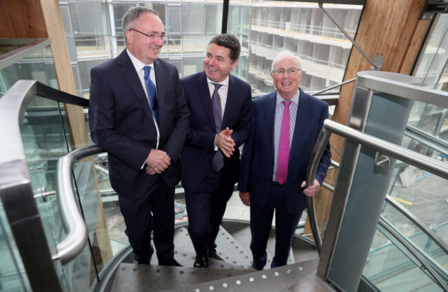 minister-for-finance-paschal-donohoe-centre-with-nama-chairman-frank-daly-right-and-nama-chief-executive-brendan-mcdonagh-on-arrival-at-the-gibson-hotel-dublin-for-the-launch-of-the-nama-annual