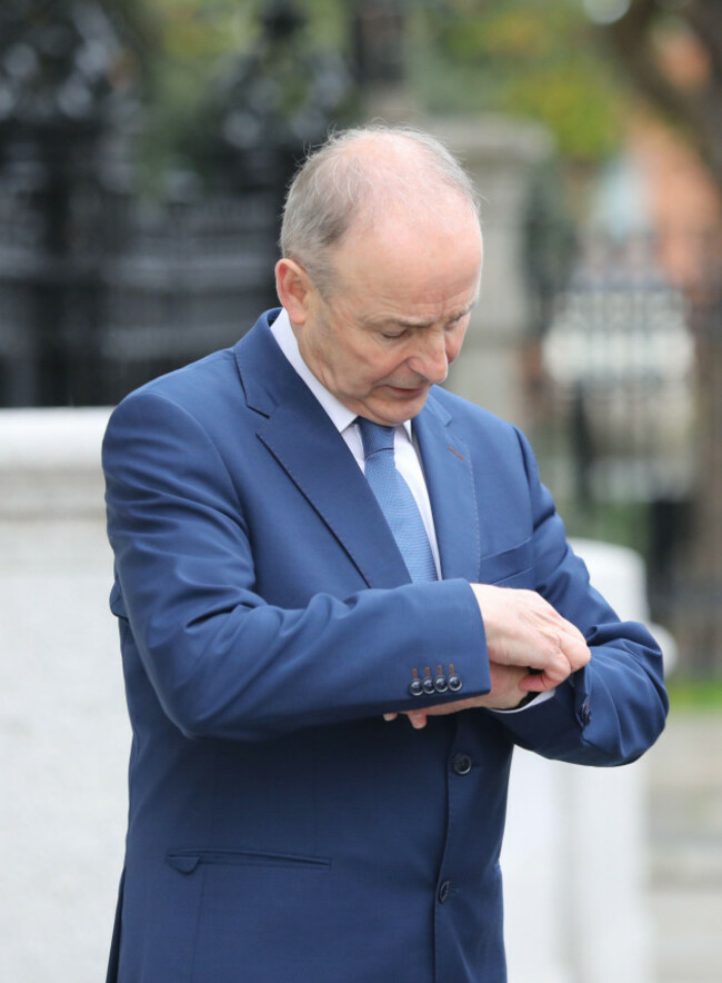 tanaiste-and-leader-of-fianna-fail-micheal-martin-outside-leinster-house-dublin-ahead-of-the-dail-being-formally-dissolver-for-the-general-election-on-november-29-picture-date-friday-november-8-2